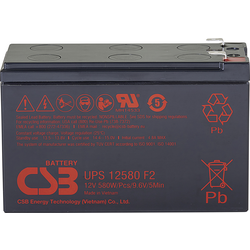 CSB Battery UPS 12580 high-rate UPS12580F2 olověný akumulátor 12 V 9.4 Ah olověný se skelným rounem (š x v x h) 151 x 99 x 65 mm plochý konektor 6,35 mm bezúdržbové, nepatrné vybíjení