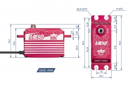 MIBO Drift King Alu Red LP Programmable (RWD Drift Spec/33.0kg/8.4V) Brushless Servo