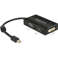 Delock 62631 DisplayPort / VGA / HDMI / DVI adaptér [1x mini DisplayPort zástrčka - 1x VGA zásuvka, HDMI zásuvka, DVI zásuvka 24+1pólová] černá s feritovým jádrem 16.00 cm