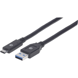 Manhattan USB kabel USB 3.2 Gen1 (USB 3.0 / USB 3.1 Gen1) USB-A zástrčka, USB-C ® zástrčka 3.00 m černá  354981