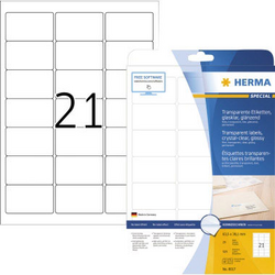 Herma 8017 etikety (A4) 63.5 x 38.1 mm fólie, lesklá transparentní 525 ks permanentní Fóliové etikety