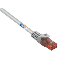 Renkforce RF-5047516 RJ45 síťové kabely, propojovací kabely CAT 6 U/UTP 0.50 m šedá s ochranou, bez halogenů 1 ks
