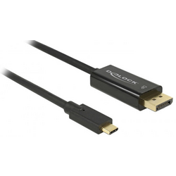 Delock USB-C® / DisplayPort kabelový adaptér USB-C ® zástrčka, Konektor DisplayPort 3.00 m černá 85257 pozlacené kontakty Kabel pro displeje USB-C®