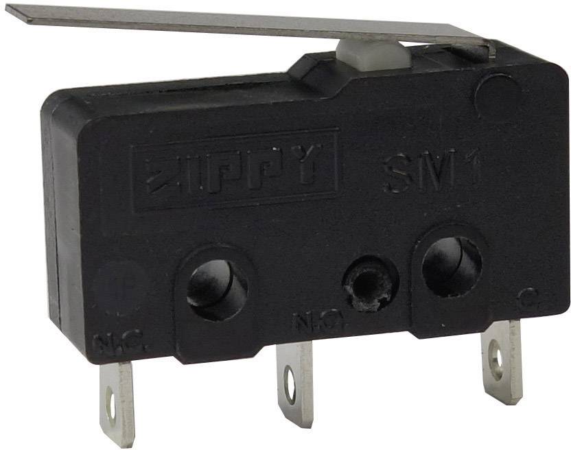 Mikrospínač s páčkou Zippy SM1-N6S-02A0-Z, 250 V/AC, 6 A, pájecí očka, 1x zap/(zap)
