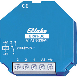 Eltako ER61-UC spínací relé  Jmenovité napětí: 230 V Spínací proud (max.): 10 A 1 přepínací kontakt  1 ks