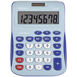 Maul MJ 550 stolní kalkulačka světle modrá Displej (počet míst): 8 na baterii, solární napájení (š x v) 155 mm x 11 mm