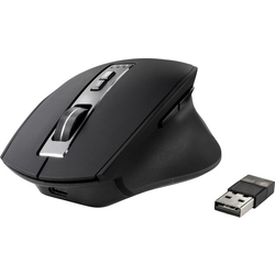 Sygonix Connect SC-WM-300 Bezdrátová ergonomická myš Bluetooth®, bezdrátový optická černá/šedá 7 tlačítko 2400 dpi ergonomická