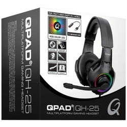 QPAD QH25 Gaming Sluchátka Over Ear kabelová 7.1 Surround černá, RGB