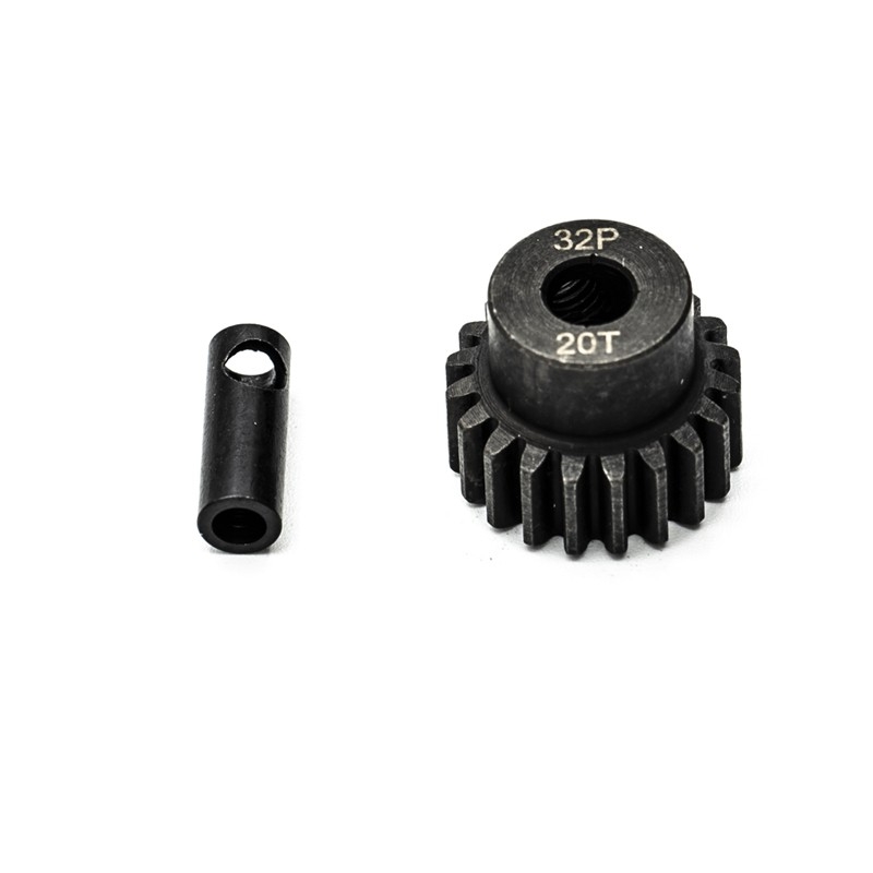 Ocelový motorový pastorek 20 zubů, modul 32DP s 5mm vrtáním a 3,17mm adaptérem KONECT