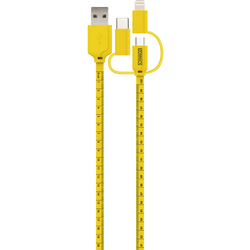 Schwaiger USB kabel USB 2.0 USB-A zástrčka, USB-C ® zástrčka, Apple Lightning konektor, USB Micro-B zástrčka 1.20 m černá, žlutá se značením metrů WKU310 511