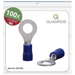 Quadrios 22C448 kulaté kabelové oko  Průřez (max.)=2.5 mm² Ø otvoru=6.5 mm částečná izolace modrá 1 sada