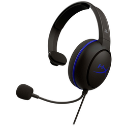 HyperX Cloud Chat Headset (PS4 licensed) Gaming Sluchátka Over Ear kabelová mono černá/modrá  regulace hlasitosti, Vypnutí zvuku mikrofonu