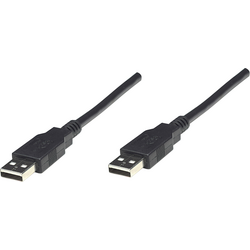 Manhattan USB kabel USB 2.0 USB-A zástrčka, USB-A zástrčka 1.80 m černá UL certifikace, pozlacené kontakty 306089