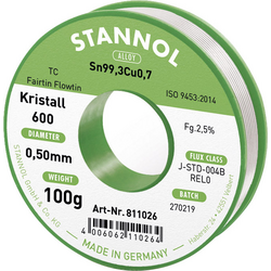 Stannol Kristall 600 Fairtin bezolovnatý pájecí cín bez olova Sn99,3Cu0,7 REL0 100 g 0.5 mm