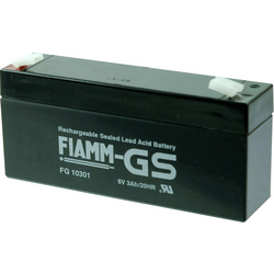 Fiamm PB-6-3 FG10301 olověný akumulátor 6 V 3 Ah olověný se skelným rounem (š x v x h) 134 x 66 x 33 mm plochý konektor 4,8 mm bezúdržbové, nepatrné vybíjení, VDS certifikace