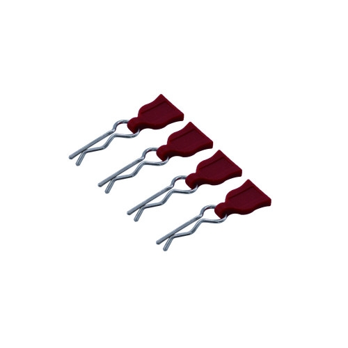 Sponky karoserie s gumovou vlaječkou - červené, 4 ks. RC PARTS - ULTIMATE RACING