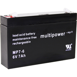 multipower PB-6-7-4,8 MP7-6 olověný akumulátor 6 V 7 Ah olověný se skelným rounem (š x v x h) 151 x 100 x 34 mm plochý konektor 4,8 mm bezúdržbové, nepatrné vybíjení