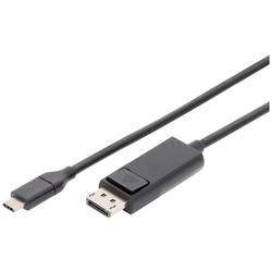 Digitus USB-C® / DisplayPort kabelový adaptér USB-C ® zástrčka, Konektor DisplayPort 2.00 m černá AK-300333-020-S stíněný, dvoužilový stíněný Kabel pro displeje USB-C®
