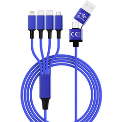 Smrter Nabíjecí kabel USB  USB-A zástrčka, USB-C ® zástrčka, USB-C ® zástrčka, Apple Lightning konektor, USB Micro-B zástrčka 1.20 m námořnická modrá  SMRTER_ELITE_C_NB