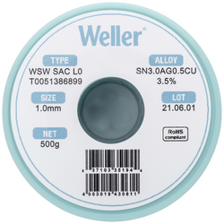 Weller WSW SAC L0 bezolovnatý pájecí cín cívka Sn3,0Ag0,5Cu 500 g 1 mm