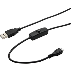 Joy-it K-1470 Napájecí kabel Raspberry Pi, Arduino [1x USB 2.0 zástrčka A - 1x micro USB 2.0 zástrčka B] 1.50 m černá vč. vypínače