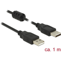 Delock USB kabel USB 2.0 USB-A zástrčka, USB-A zástrčka 1.00 m černá s feritovým jádrem 84889