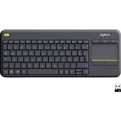 Logitech Wireless K400 Plus bezdrátový Klávesnice německá, QWERTZ, Windows® černá integrovaný touchpad, tlačítka myši