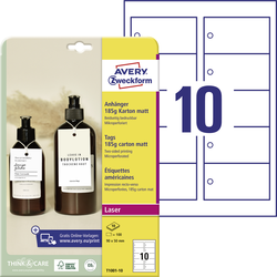 Avery-Zweckform T1001-10 etikety (A4) 90 x 50 mm kartón bílá 100 ks nelepí #####Anhänger-Etiketten