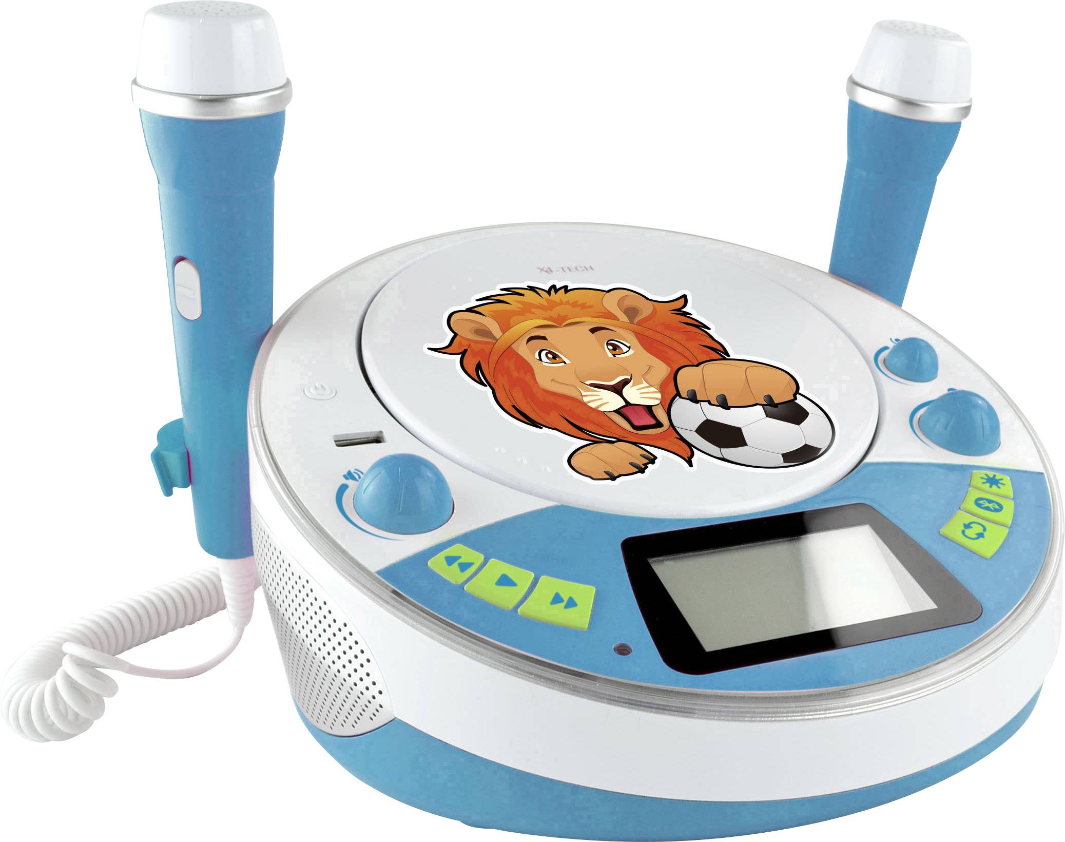 Dětský CD přehrávač X4 Tech Bobby Joey Jam Box Bluetooth, AUX, CD, USB, SD vč. karaoke, včetně mikrofonu, modrá