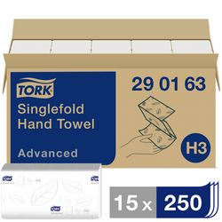 TORK 290163 Zickzack Advanced papírové utěrky, skládané (d x š) 23 cm x 25 cm bílá 15 x 250 blistrů/bal.  3750 ks