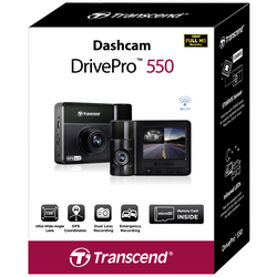 Transcend DrivePro 550B kamera za čelní sklo s GPS Horizontální zorný úhel=150 ° 12 V, 24 V WLAN, akumulátor, vnitřní kamera