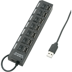 Renkforce  7 portů USB 2.0 hub lze spínat jednotlivě, se stavovými LED černá