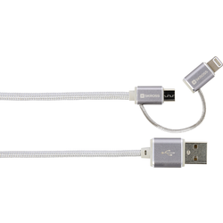 Skross Apple iPad/iPhone/iPod kabel [1x USB - 1x microUSB zástrčka, dokovací zástrčka Apple Lightning] 1.00 m stříbrná