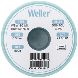 Weller WSW SC M1 bezolovnatý pájecí cín cívka Sn0,7Cu  500 g 0.5 mm