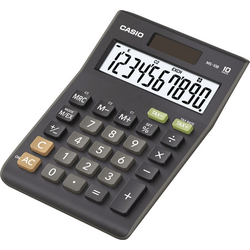Casio MS-10B stolní kalkulačka černá Displej (počet míst): 10 solární napájení, na baterii (š x v x h) 103 x 29 x 147 mm