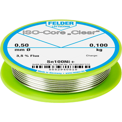 Felder Löttechnik ISO-Core "Clear" Sn100Ni+ pájecí cín cívka Sn99,25Cu0,7Ni0,05 0.100 kg 0.5 mm