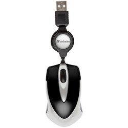 Verbatim Go Mini Wi-Fi myš USB optická černá, metalická  3 tlačítko 1000 dpi s kabelovým vozíkem