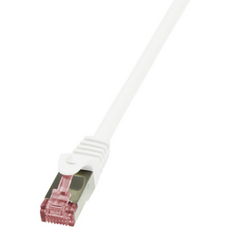 LogiLink CQ2011S RJ45 síťové kabely, propojovací kabely CAT 6 S/FTP 0.25 m bílá samozhášecí, s ochranou 1 ks