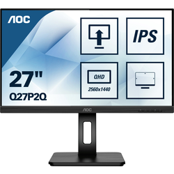 AOC Q27P2Q LCD monitor 68.6 cm (27 palec) Energetická třída (EEK2021) F (A - G) 2560 x 1440 Pixel QHD 4 ms zásuvka sluchátek, Audio-Line-in  IPS LED