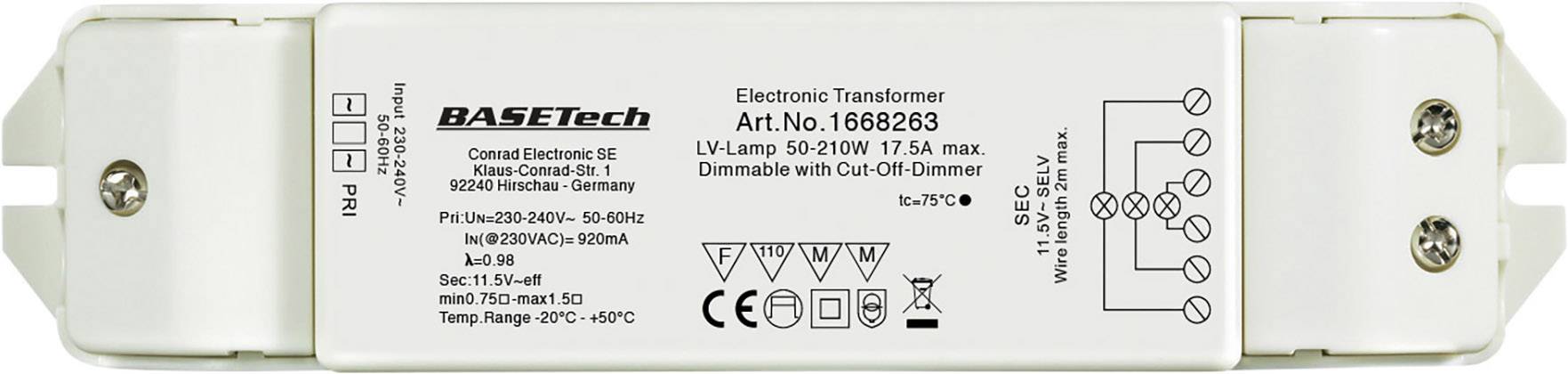 Transformátor pro halogenové osvětlení Basetech BT-1668263, 210 W, 12 V