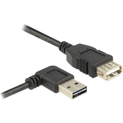 USB 2.0 prodlužovací kabel plochý zahnutý [1x USB 2.0 zástrčka A - 1x USB 2.0 zásuvka A] 2.00 m černá oboustranně zapojitelná zástrčka, pozlacené kontakty, UL certifikace Delock
