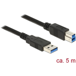 Delock USB kabel USB 3.2 Gen1 (USB 3.0 / USB 3.1 Gen1) USB-A zástrčka, USB-B zástrčka 5.00 m černá pozlacené kontakty 85070