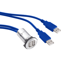 Vestavná USB zásuvka USB-13 2x zásuvka USB A ⇔ 2x zástrčka USB A, s 60cm kabel 1313910 TRU COMPONENTS Množství: 1 ks