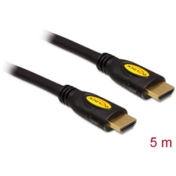 Delock HDMI kabel Zástrčka HDMI-A, Zástrčka HDMI-A 5.00 m černá 82455 pozlacené kontakty HDMI kabel