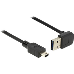 Delock USB kabel USB 2.0 USB-A zástrčka, USB Mini-B zástrčka 2.00 m černá oboustranně zapojitelná zástrčka, pozlacené kontakty, UL certifikace 83544