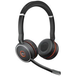 Jabra Evolve 75 Second Edition - UC telefon Sluchátka On Ear bezdrátová, Bluetooth®, kabelová stereo černá Redukce šumu mikrofonu, Potlačení hluku headset, vč. nabíjecí a dokovací stanice, regulace hlasitosti