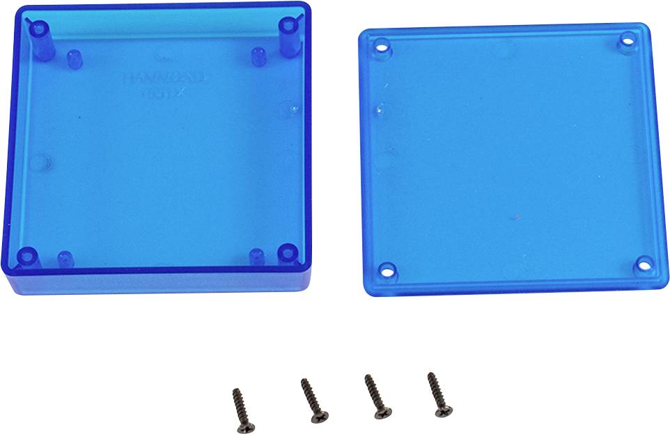 Univerzální pouzdro Hammond Electronics 1551XTBU, 80 x 80 x 20 , ABS, modrá (transparentní), 1 ks