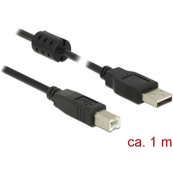 Delock USB kabel USB 2.0 USB-A zástrčka, USB-B zástrčka 1.00 m černá s feritovým jádrem 84895