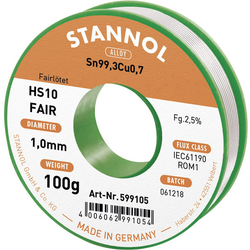 Stannol HS10-Fair pájecí cín cívka Sn99,3Cu0,7 ROM1 100 g 1 mm