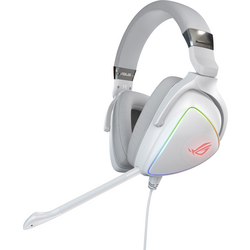 Asus ROG Delta Gaming Sluchátka Over Ear kabelová stereo bílá Redukce šumu mikrofonu regulace hlasitosti, Vypnutí zvuku mikrofonu
